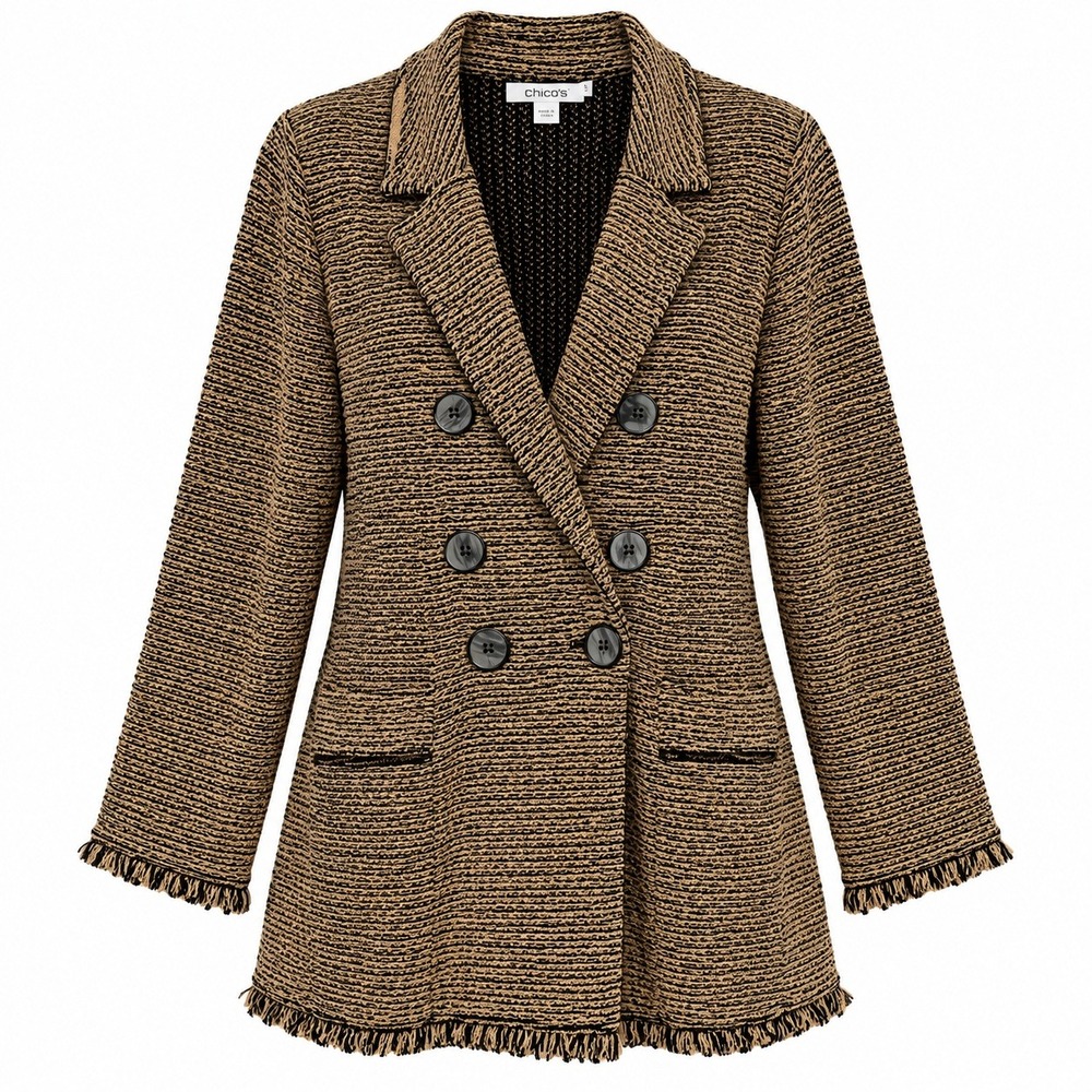 Old Money Quiet Luxury Double Breasted Tweed Blazer Large Dark Academic Preppy